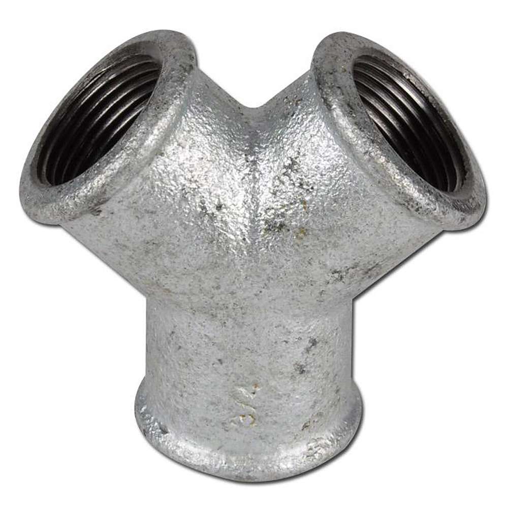 Y-piece type 220 malleable iron, galvanized conical female